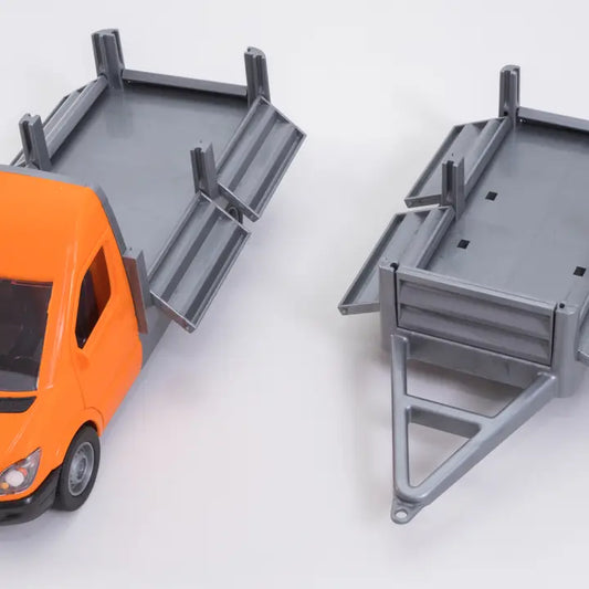 "Mercedes-Benz Sprinter", Collectable Trucks, Flatbed Truck with trailer orange