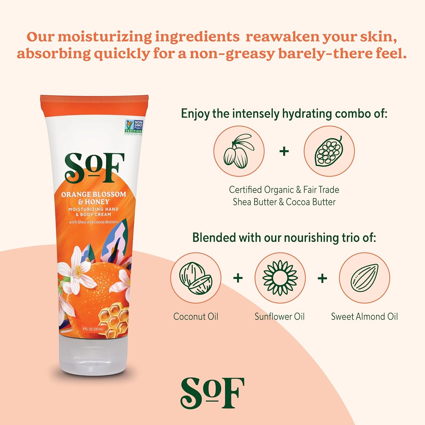 South of France Orange Blossom and Honey Moisturizing Hand and Body Cream Travel Size 1 fl. oz