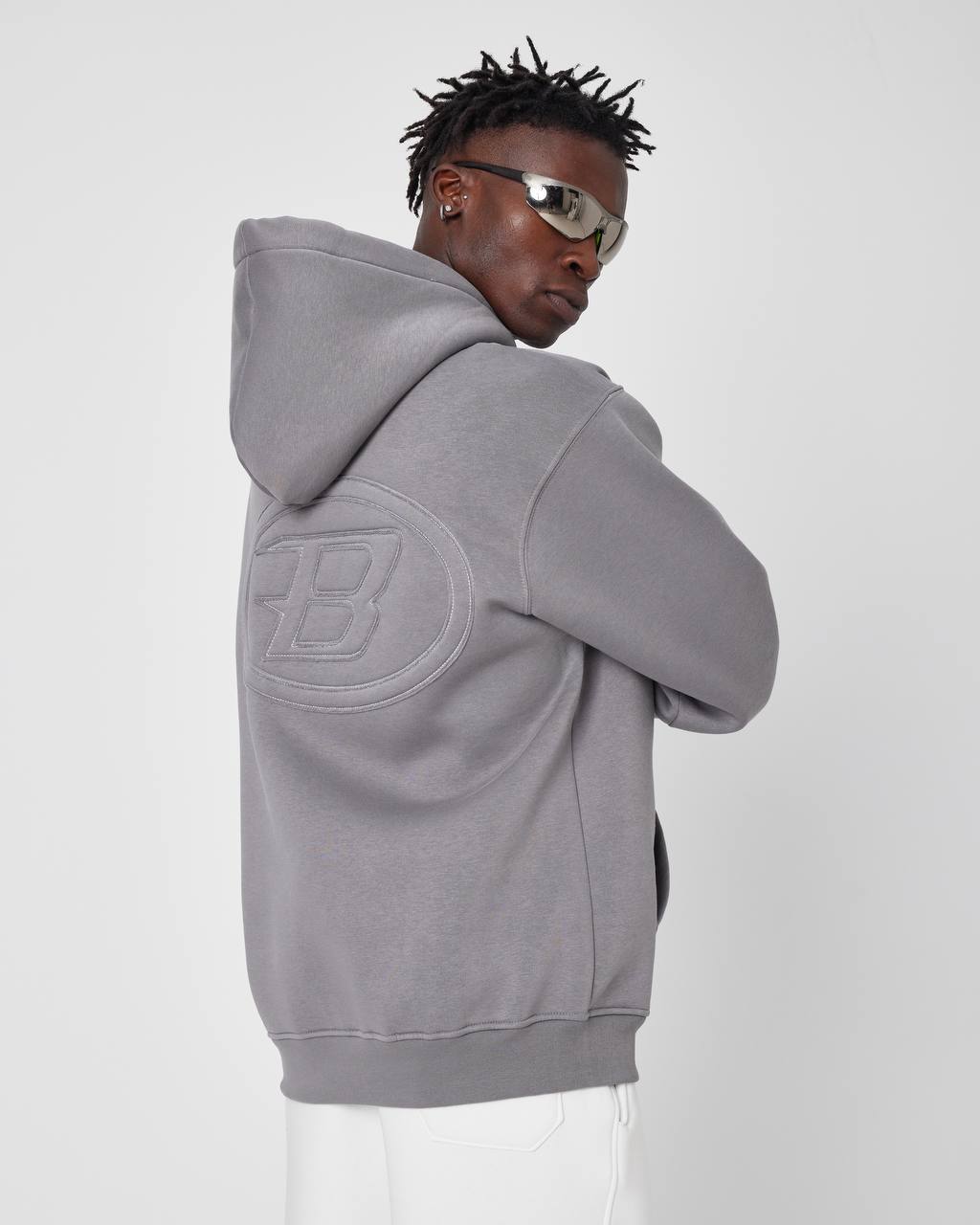 Brother Oversized Hoodie Sweatshirt - Embroidered and Raised Details