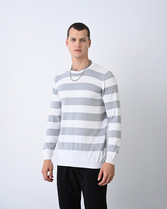 Casual Men's Knitwear with Dual-Tone Stripe Detail