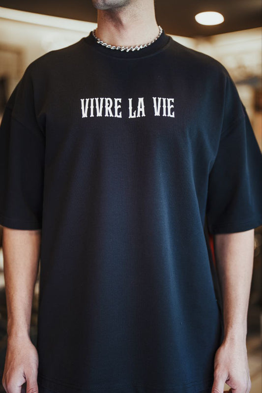Vivre La Vie Floral Quote Cotton T-Shirt – Inspirational Botanical Tee