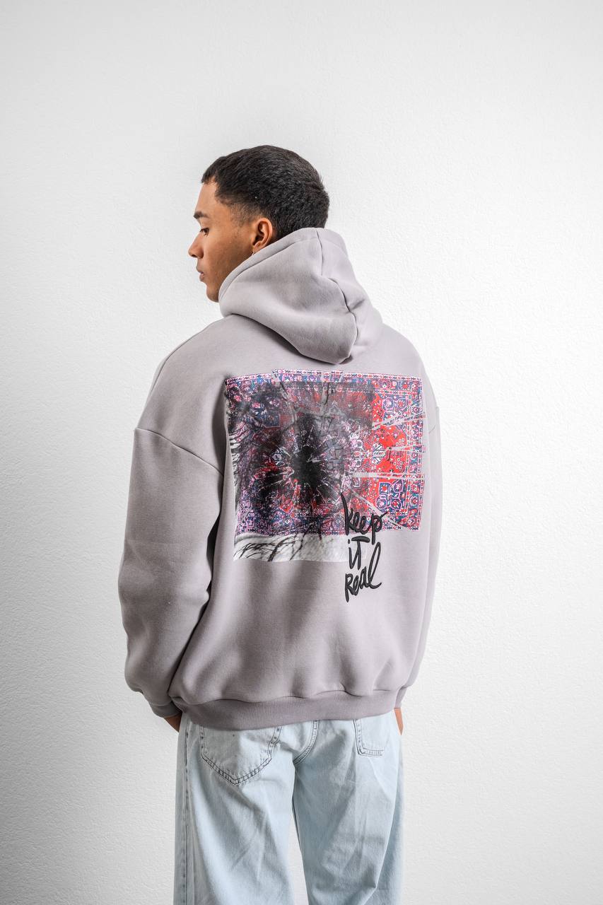 Keep It Real Embroidered Oversized Sweatshirt - Soft Brushed 3-Ply Fabric