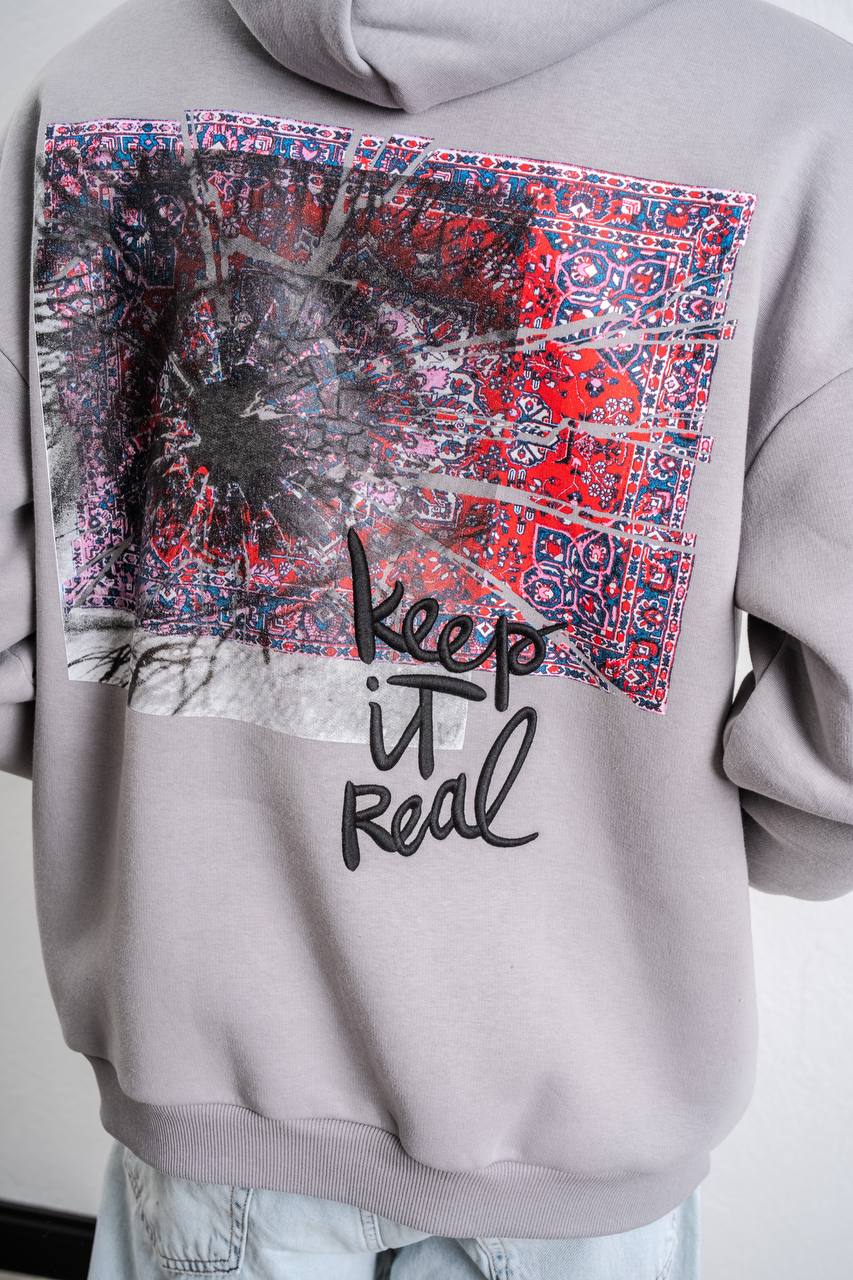 Keep It Real Embroidered Oversized Sweatshirt - Soft Brushed 3-Ply Fabric