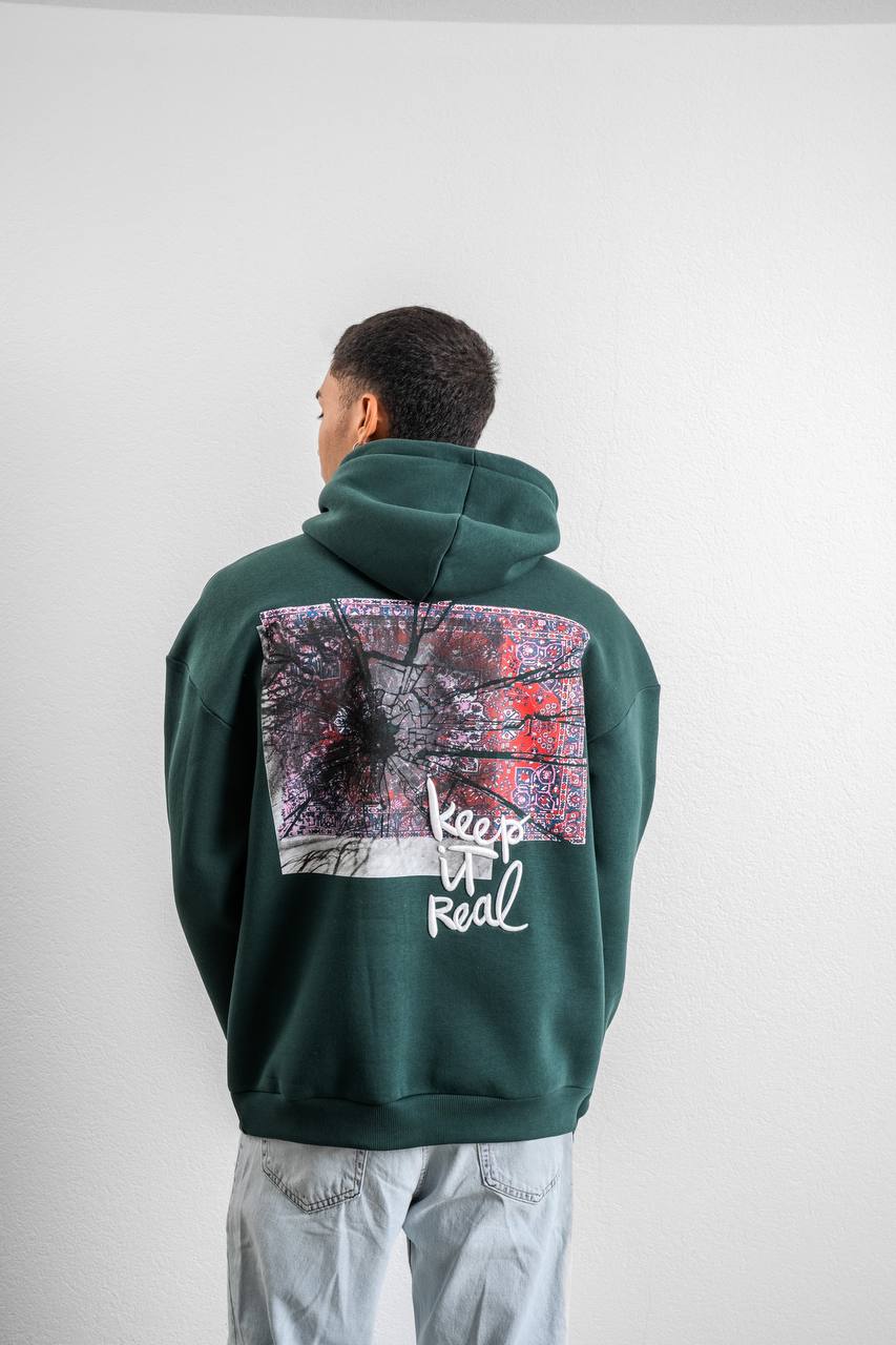 Keep It Real Embroidered Oversized Sweatshirt - Soft Brushed 3-Ply Fabric