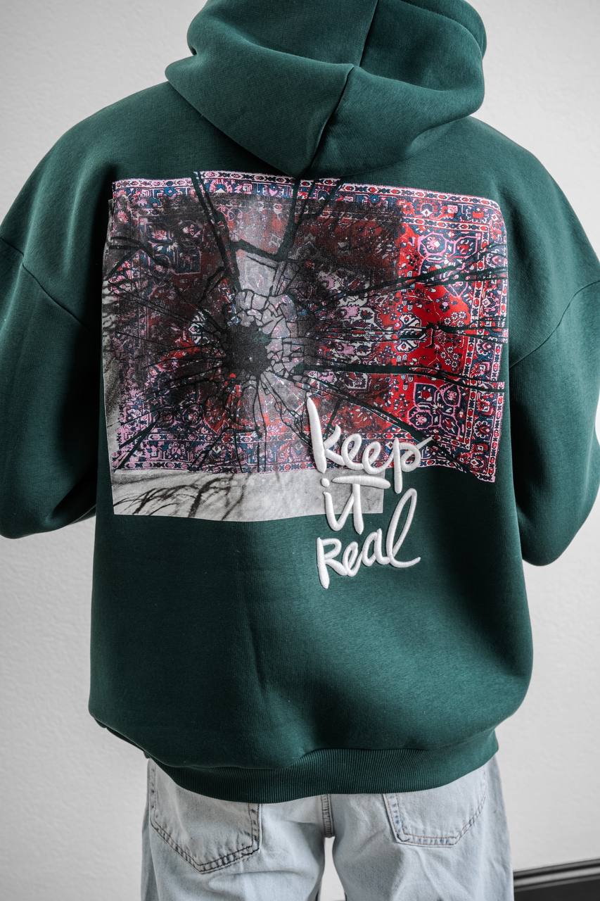 Keep It Real Embroidered Oversized Sweatshirt - Soft Brushed 3-Ply Fabric