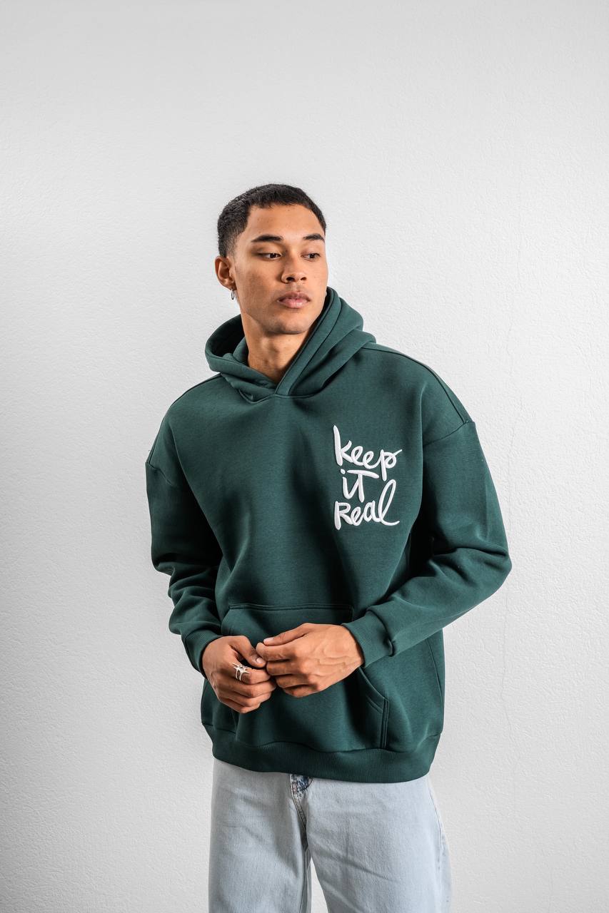 Keep It Real Embroidered Oversized Sweatshirt - Soft Brushed 3-Ply Fabric