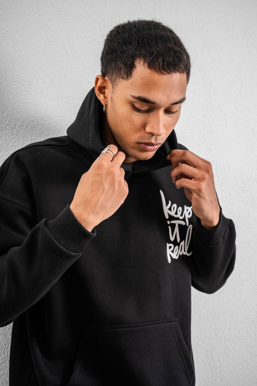Keep It Real Embroidered Oversized Sweatshirt - Soft Brushed 3-Ply Fabric
