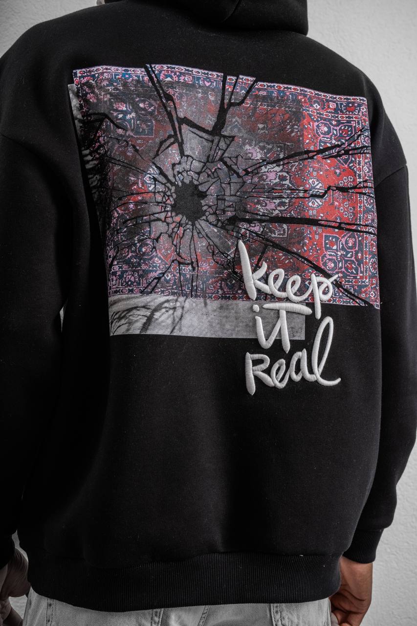 Keep It Real Embroidered Oversized Sweatshirt - Soft Brushed 3-Ply Fabric