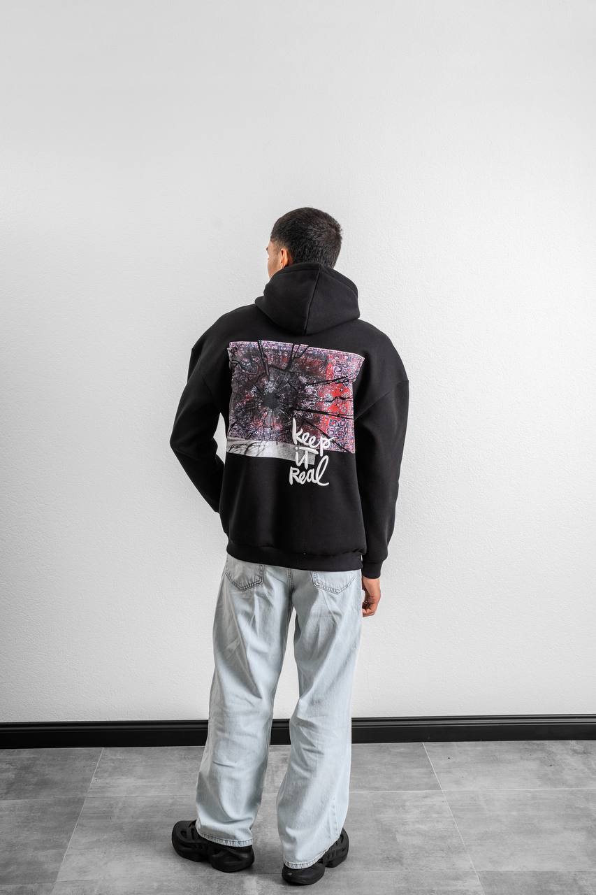 Keep It Real Embroidered Oversized Sweatshirt - Soft Brushed 3-Ply Fabric