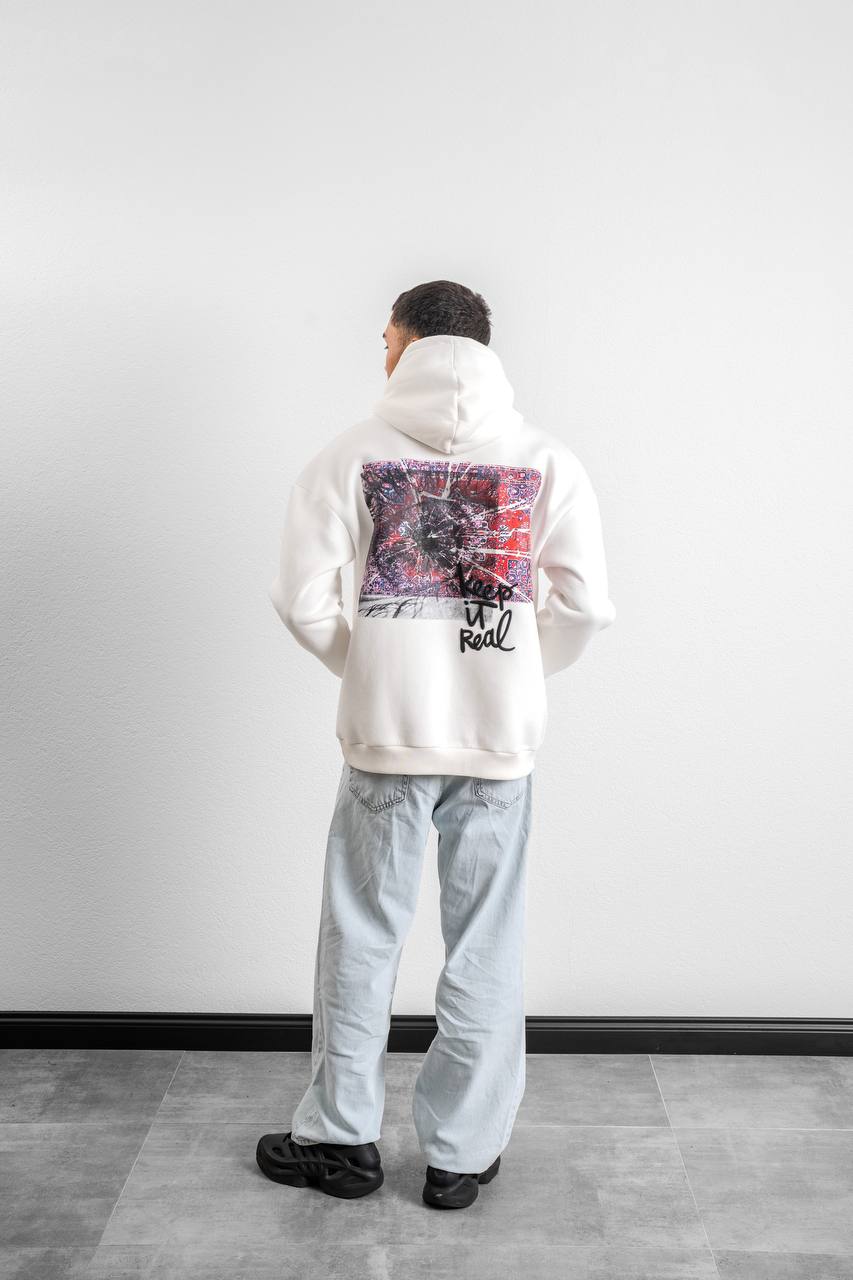 Keep It Real Embroidered Oversized Sweatshirt - Soft Brushed 3-Ply Fabric