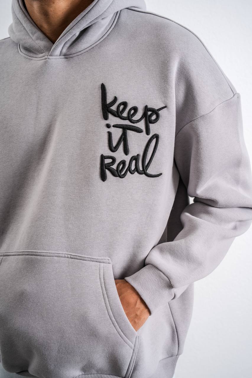 Keep It Real Embroidered Oversized Sweatshirt - Soft Brushed 3-Ply Fabric