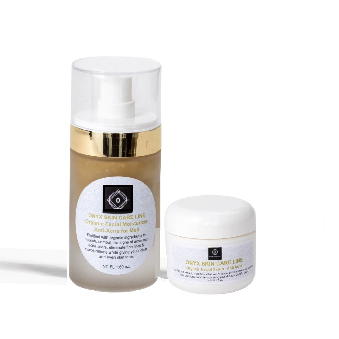 Anti-Acne Organic Two-Step System Facial Scrub and Moisturizer - For MEN