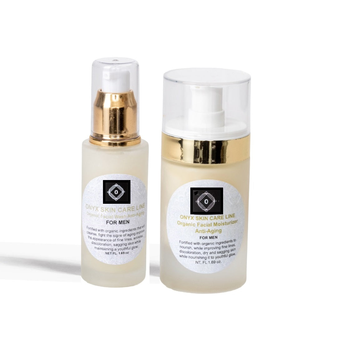 Organic Two-Step Anti-Aging System Facial Wash and Moisturizer - For MEN