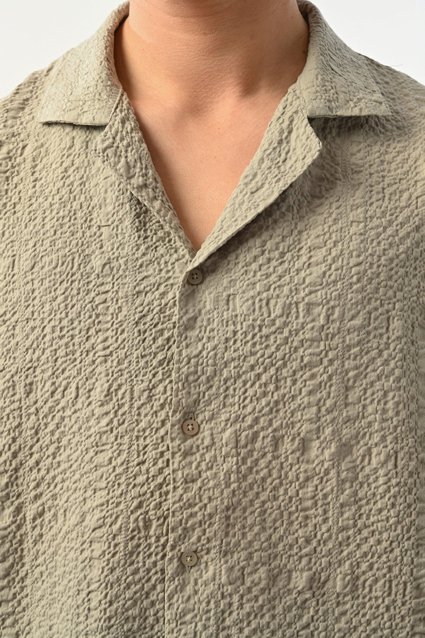 Men's Oversized Shirt Made of Aerobin Fabric with V-Neck
