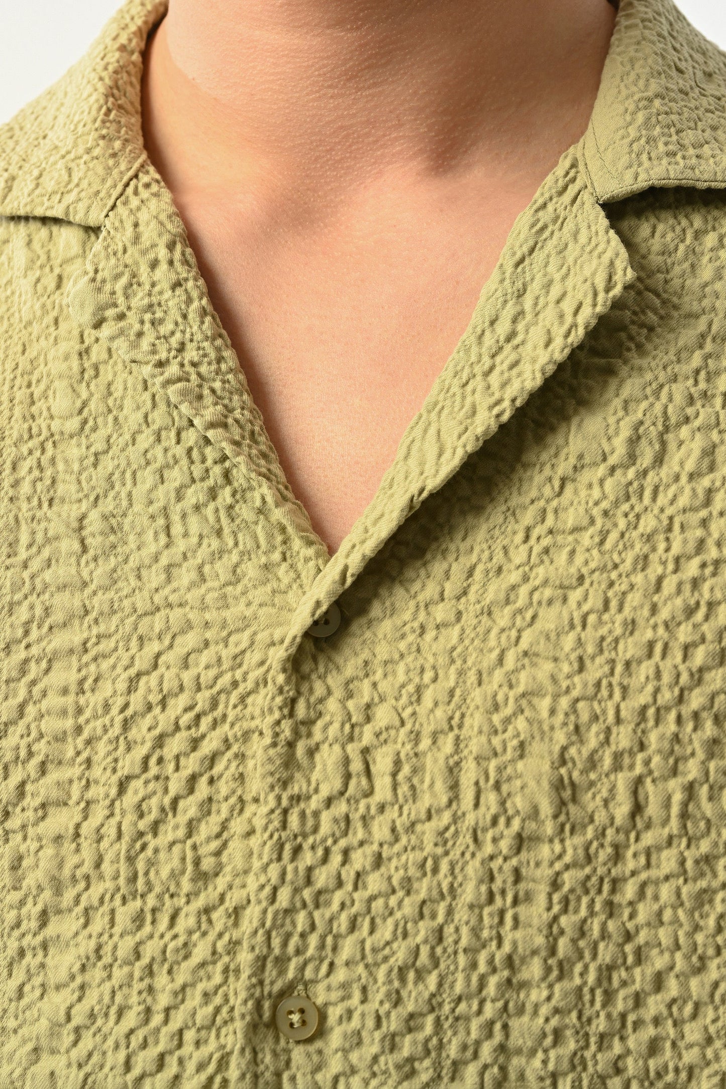 Men's Oversized Shirt Made of Aerobin Fabric with V-Neck