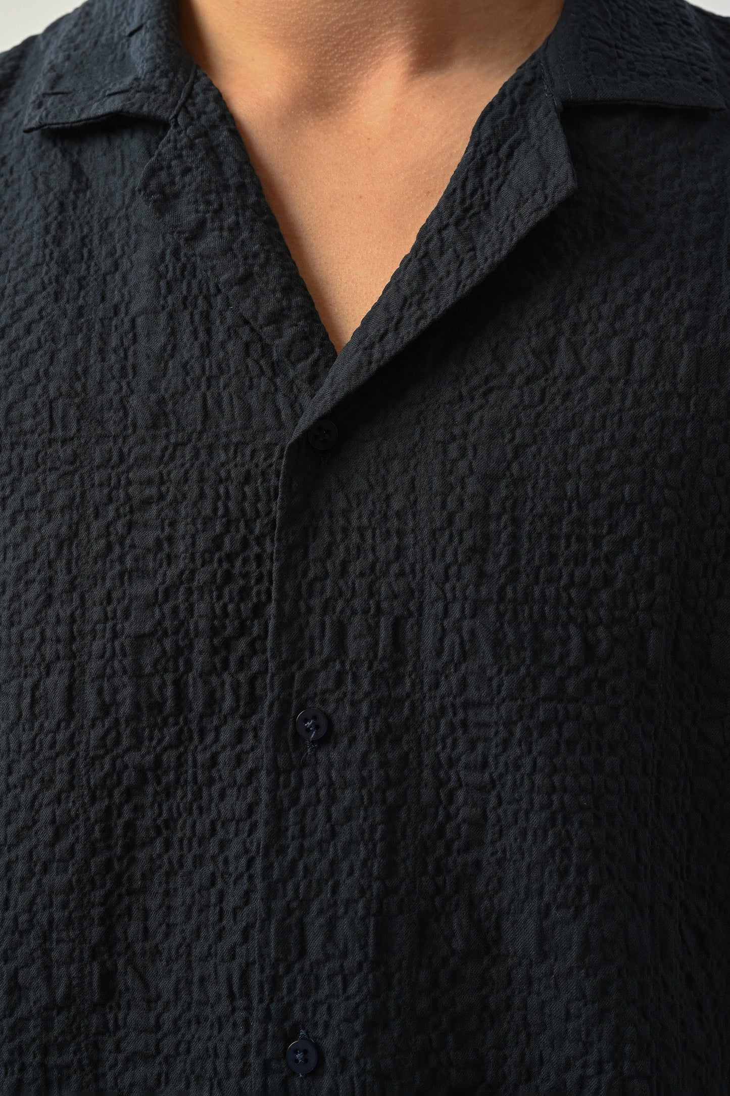 Men's Oversized Shirt Made of Aerobin Fabric with V-Neck