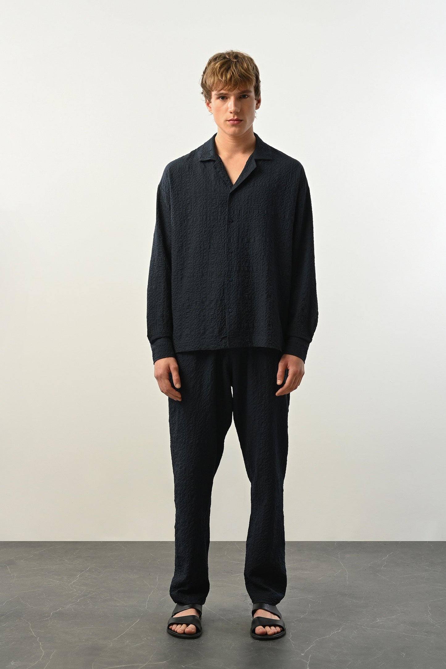 Men's Oversized Shirt Made of Aerobin Fabric with V-Neck