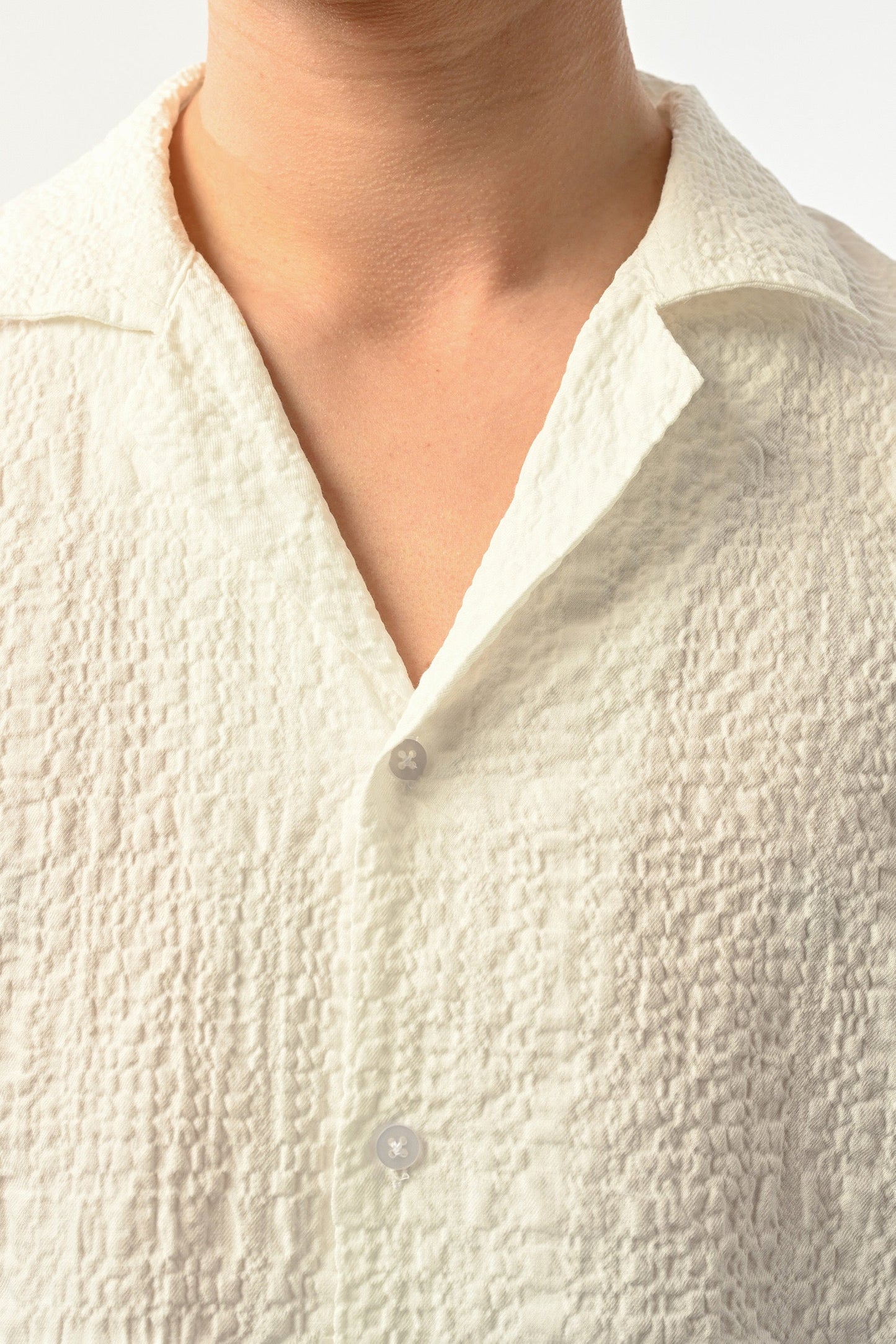 Men's Oversized Shirt Made of Aerobin Fabric with V-Neck