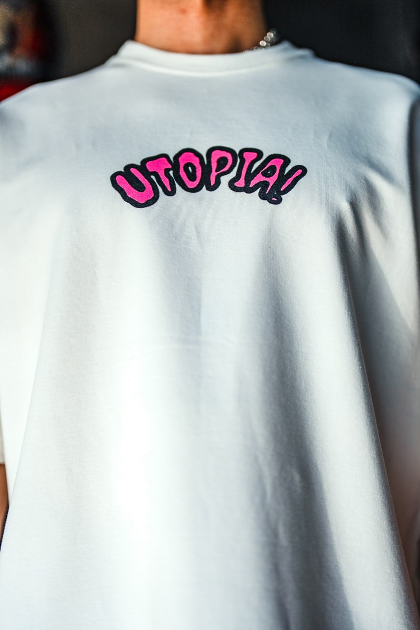 Oversize Graphic Cotton Tee – Travis Scott Utopia Dystopia Print