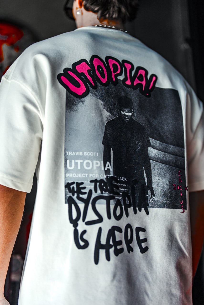 Oversize Graphic Cotton Tee – Travis Scott Utopia Dystopia Print