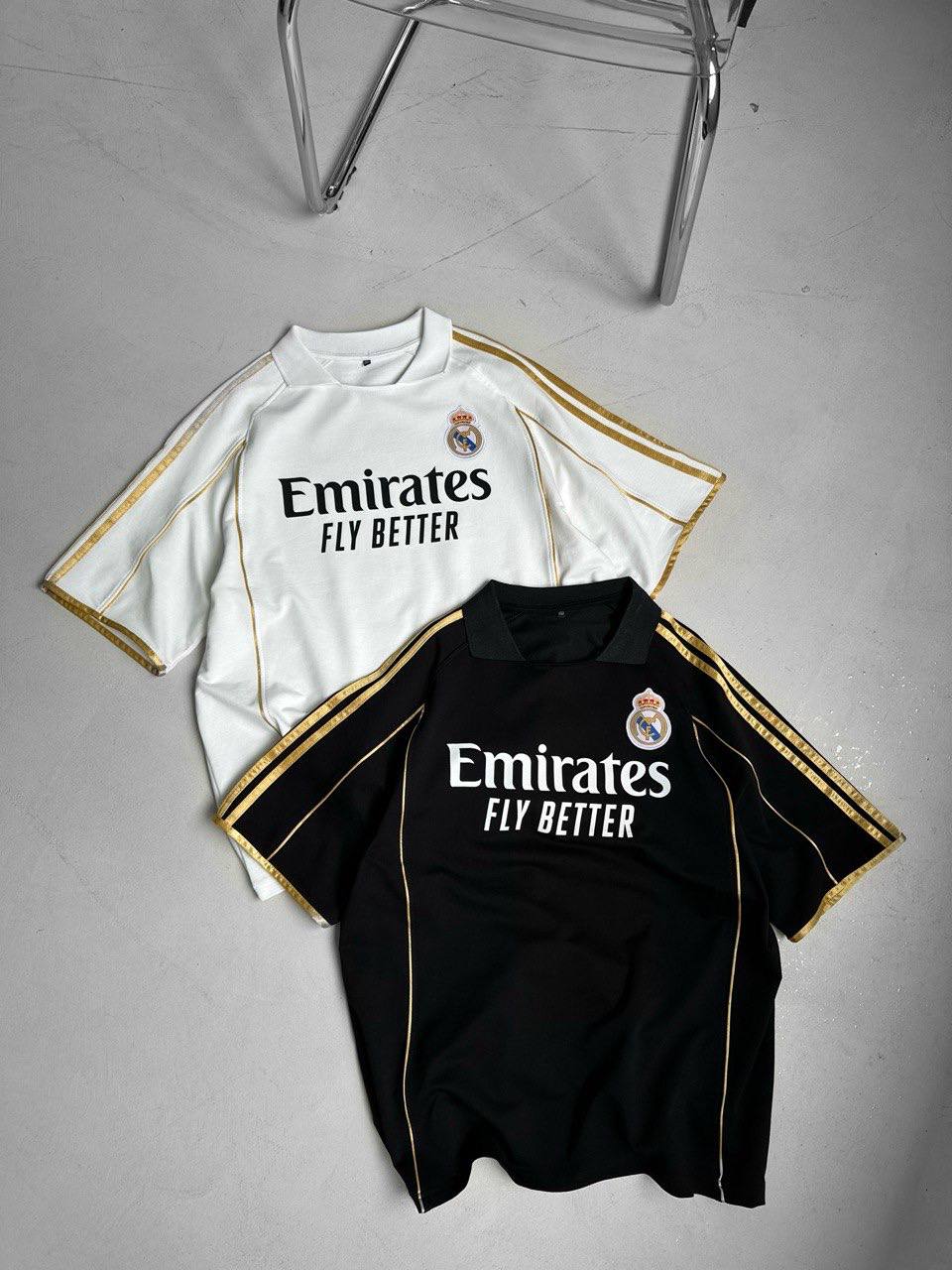 Real Madrid Black & Gold Emirates Jersey - Retro Football Shirt - Vintage Soccer Tee