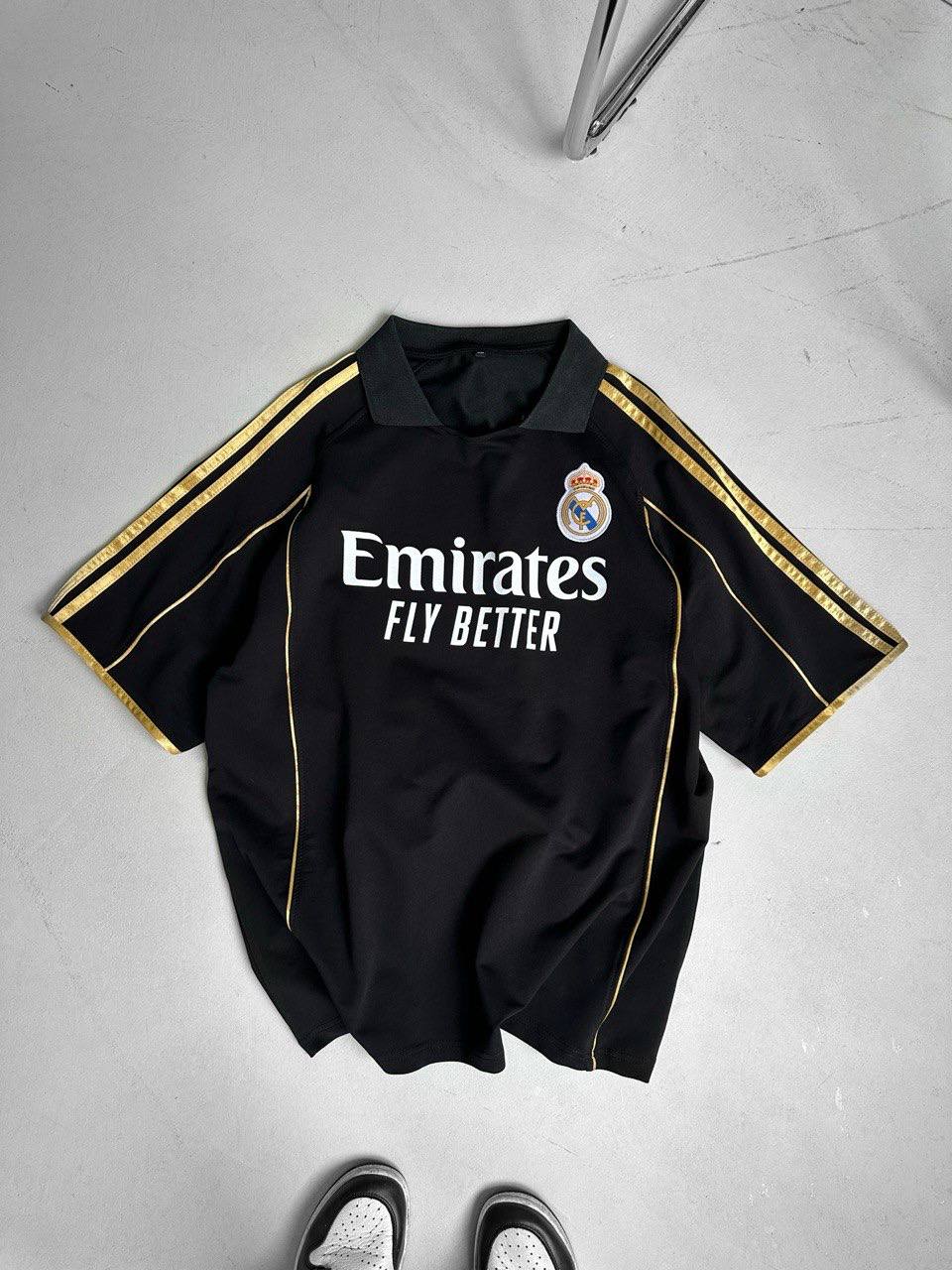 Real Madrid Black & Gold Emirates Jersey - Retro Football Shirt - Vintage Soccer Tee