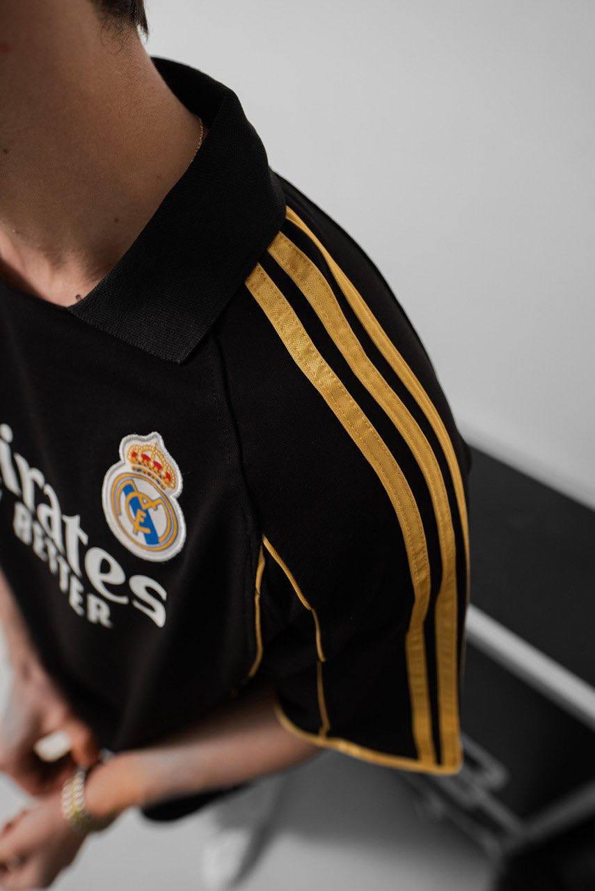 Real Madrid Black & Gold Emirates Jersey - Retro Football Shirt - Vintage Soccer Tee