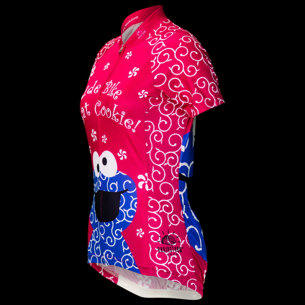 Sesame Street Cookie Monster Women's Pink Cycling Jersey (S, M, XL, 2XL)