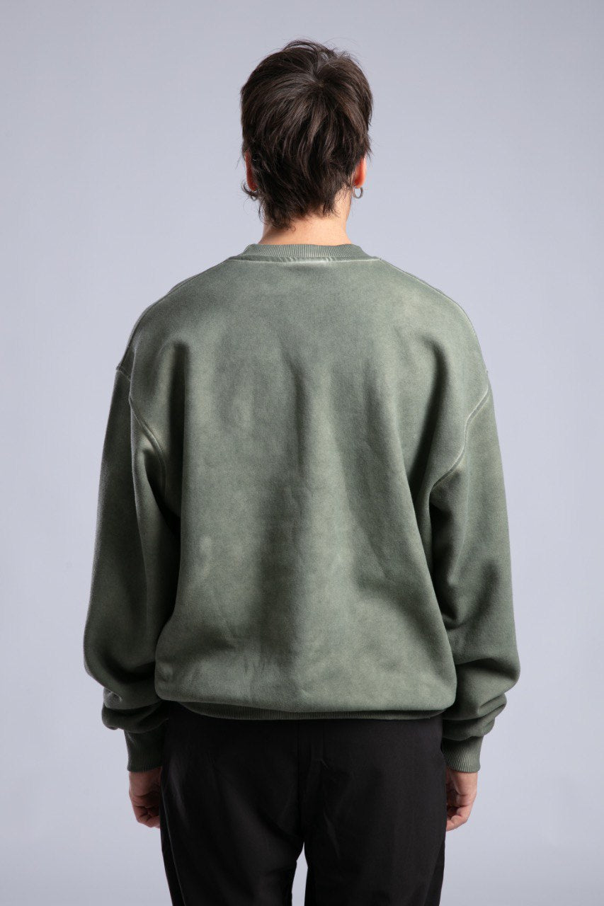 Vintage Washed Crewneck Sweatshirt - Oversized Pullover with Logo