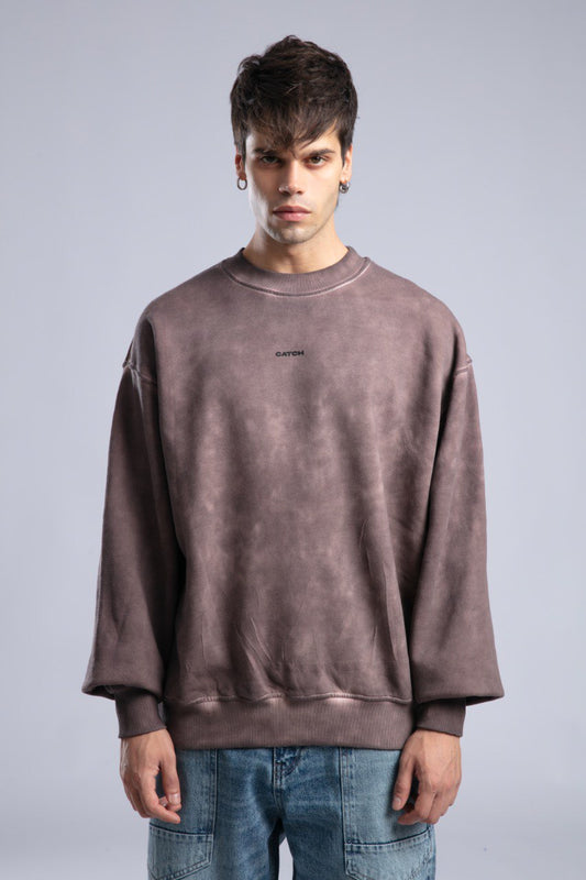 Vintage Washed Crewneck Sweatshirt - Oversized Pullover with Logo