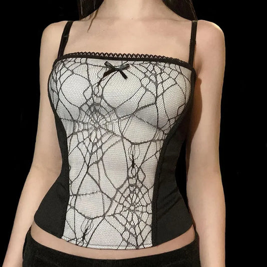 Gothic Spider Lace Cami Top