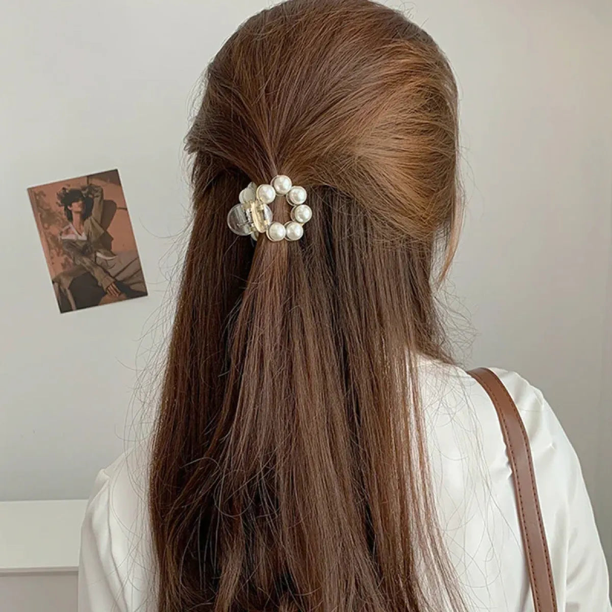 Gold Pearl Rhinestone Mini Hair Clip