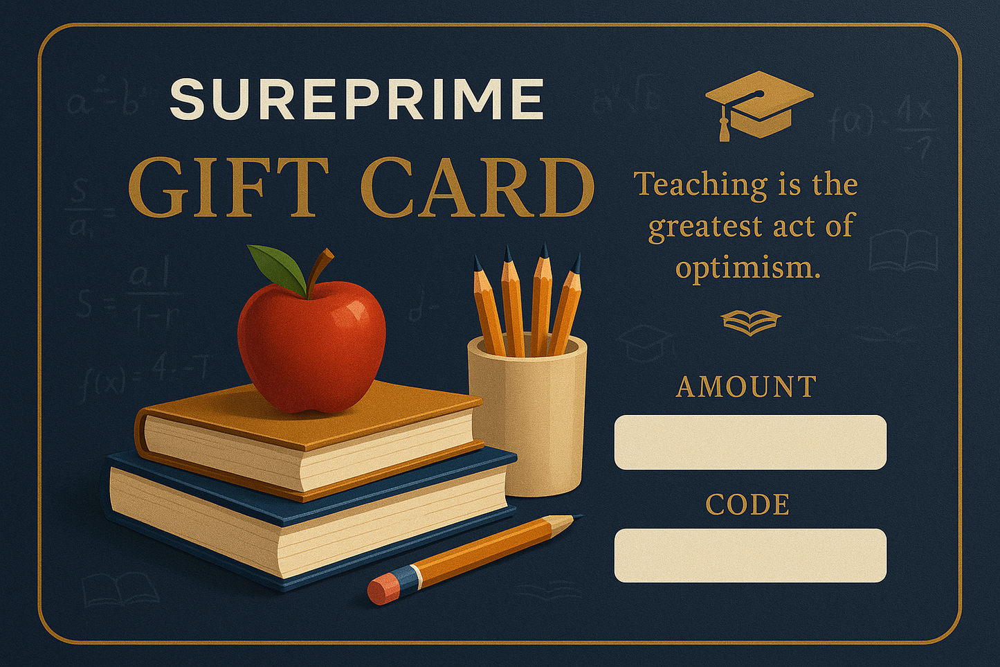 sureprime Gift Card for teachers