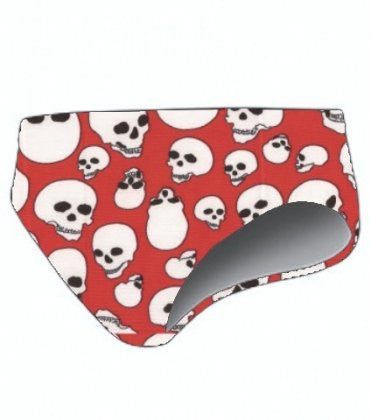 TS Swim Men's Swim Brief (Water Polo Cut) - Red with Skulls (24, 32)