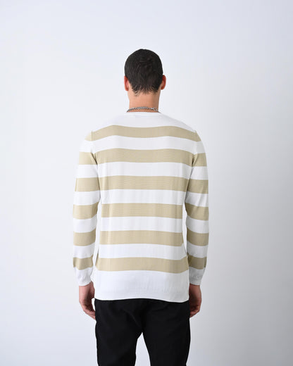 Casual Men's Knitwear with Dual-Tone Stripe Detail