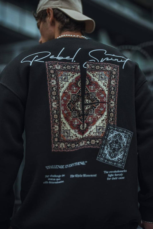 Ethnic Rug Pattern Oversized Sweatshirt - Cozy and Stylish Streetwear