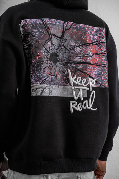 Keep It Real Embroidered Oversized Sweatshirt - Soft Brushed 3-Ply Fabric
