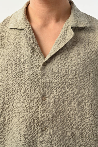 Men's Oversized Shirt Made of Aerobin Fabric with V-Neck