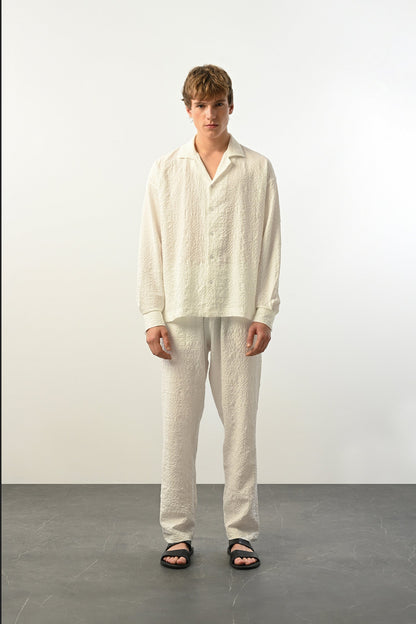 Men's Oversized Shirt Made of Aerobin Fabric with V-Neck