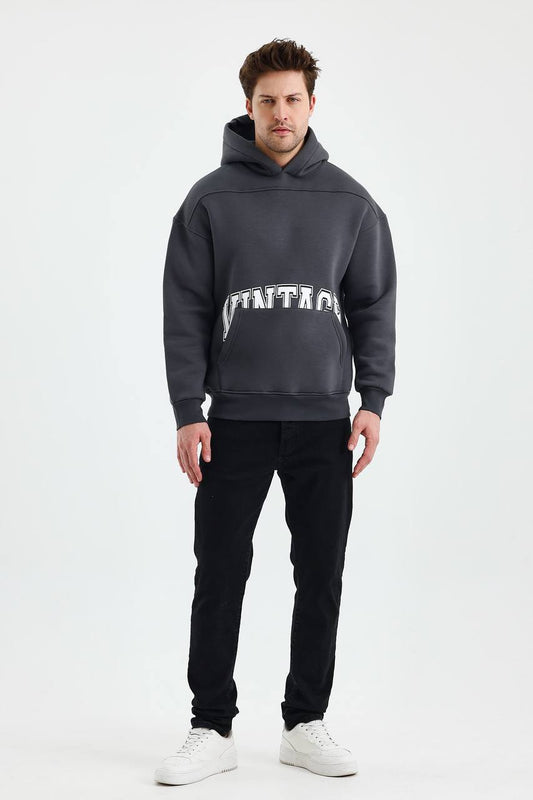 Men's Oversized Vintage Hooded Sweatshirt - Comfortable and Stylish Hoodie