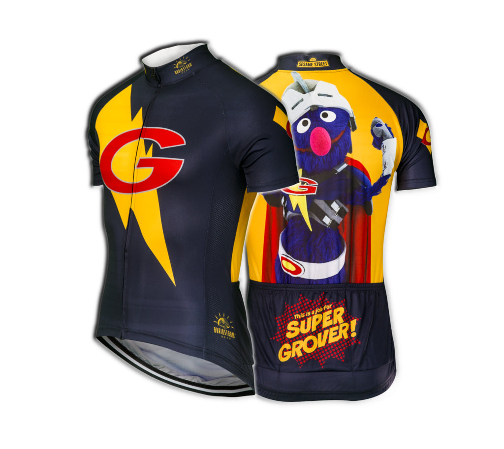 Sesame Street Super Grover Men's Cycling Jersey (M, 3XL)