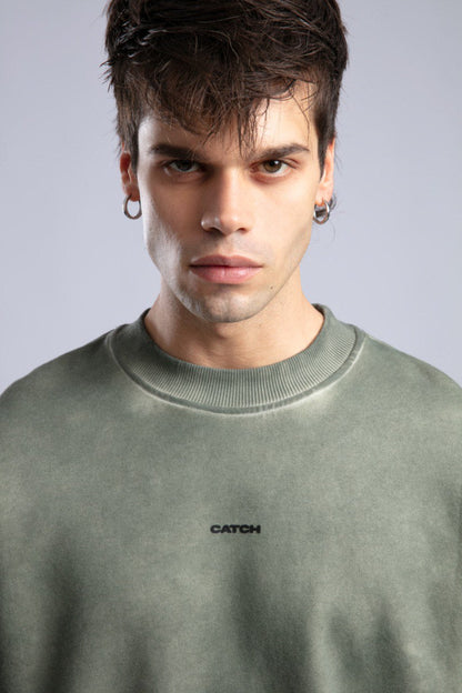 Vintage Washed Crewneck Sweatshirt - Oversized Pullover with Logo