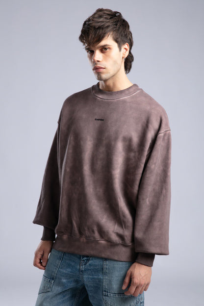 Vintage Washed Crewneck Sweatshirt - Oversized Pullover with Logo