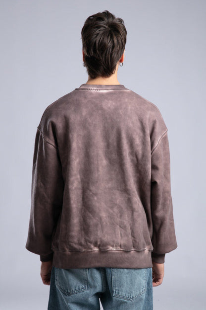 Vintage Washed Crewneck Sweatshirt - Oversized Pullover with Logo