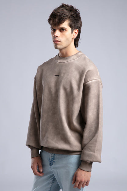 Vintage Washed Crewneck Sweatshirt - Oversized Pullover with Logo