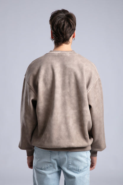 Vintage Washed Crewneck Sweatshirt - Oversized Pullover with Logo