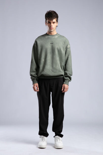 Vintage Washed Crewneck Sweatshirt - Oversized Pullover with Logo