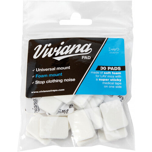 Viviana Pads Soft Foam Mounts for Lavalier Microphones - 12 and 30 Pack (Black, White)