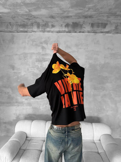 Vivre La Vie Floral Graphic Cotton Tee