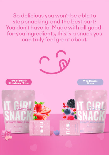 It Girl Snack - Superfoods Greens Gummies in Pink Starburst Flavor